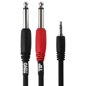 (10-Ft) 3.5mm Stereo AUX TRS to Dual 1/4 TS Male Stereo Plugs Y Splitter Cable