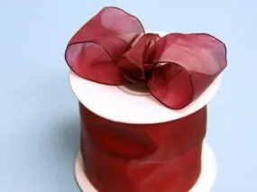 10 Yards 2.5" DIY Burgundy Wired Organza Ribbon For Craft Dress Wedding