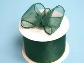 10 Yards 2.5" DIY Hunter Green Wired Organza Ribbon For Craft Dress Wedding