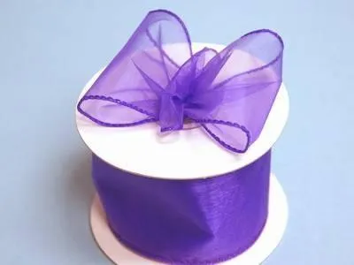 10 Yards 2.5" DIY Purple Wired Organza Ribbon For Craft Dress Wedding