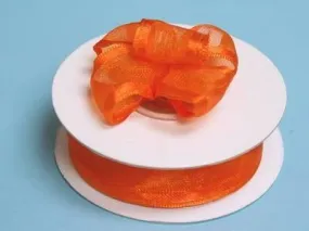 10 Yards 7/8" DIY Coral Orange Wired Organza Ribbon For Craft Dress Wedding