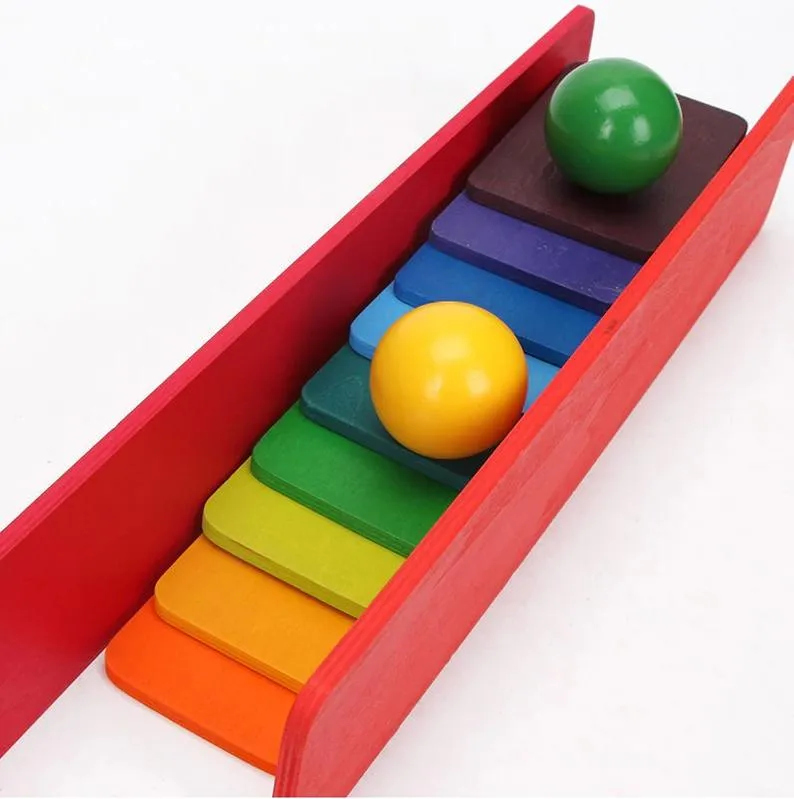 11 Pcs Wooden Rainbow Rectangular Building Boards in Primary Colors