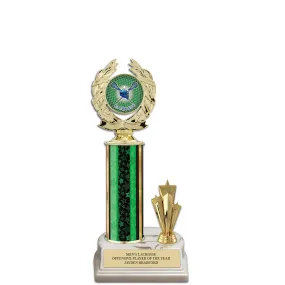 11" Custom White Base Award Trophy With Insert Top & Trim