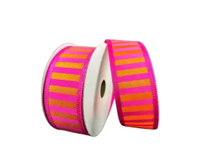 1.5" Fuchsia/Orange Horizontal Stripe Ribbon - 10yds