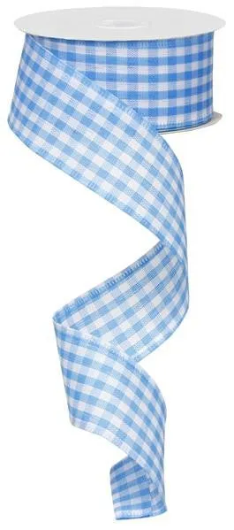 1.5" Gingham Ribbon: Blue/White  - 10yds