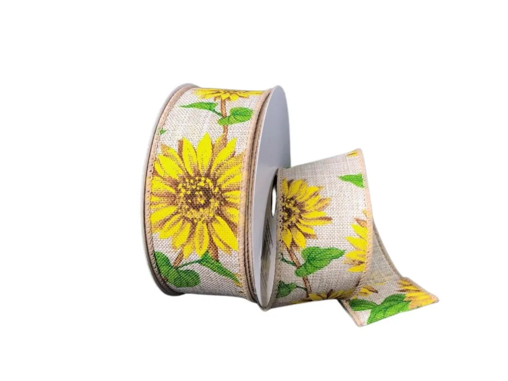 1.5" Lt Natural Sunflower Ribbon - 10yd