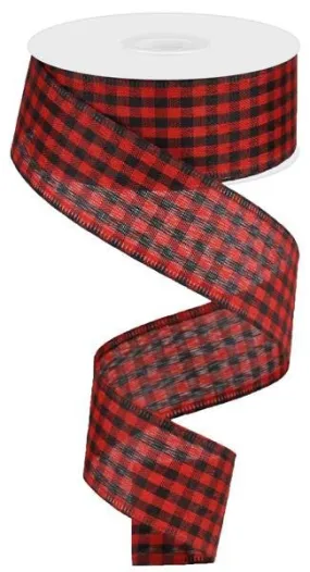 1.5" Red/Black Gingham Check Ribbon -  10Yds