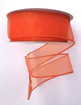 1.5" Sheer Wired Ribbon: Orange (25yds)