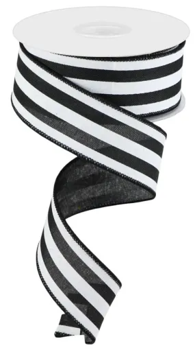 1.5" Vertical Stripe Ribbon: Black/White