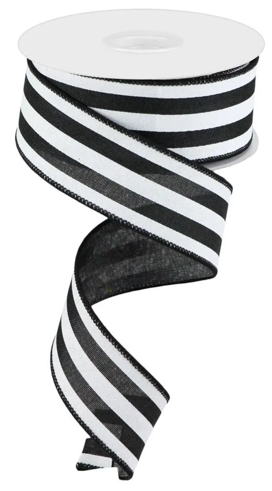 1.5" Vertical Stripe Ribbon: Black/White