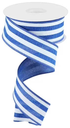 1.5" Vertical Stripe Ribbon: Royal Blue/White