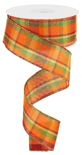 1.5" Woven Plaid Ribbon w/ Metallic Thread - 10yds