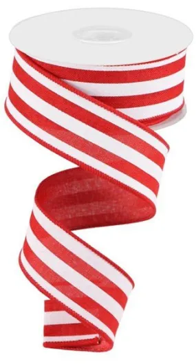 1.5" x 100ft Red/White Vertical Stripe Ribbon