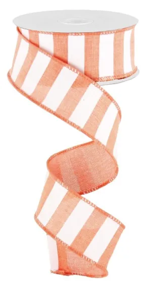 1.5" x 10yd Horizontal Stripe Ribbon: Coral/White