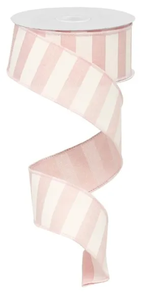 1.5" x 10yd Horizontal Stripe Ribbon: Lt Pink/White