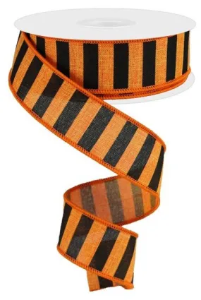 1.5" x 10yd Horizontal Stripe Ribbon: Orange/Black