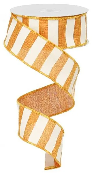 1.5" x 10yd Horizontal Stripe Ribbon: Orange/White