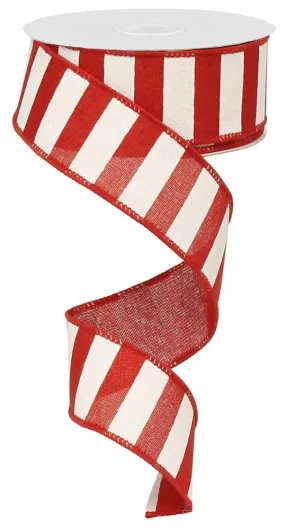 1.5" x 10yd Horizontal Stripe Ribbon: Red/White