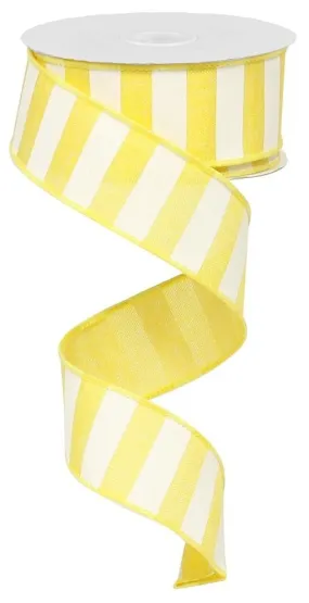 1.5" x 10yd Horizontal Stripe Ribbon: Yellow/White