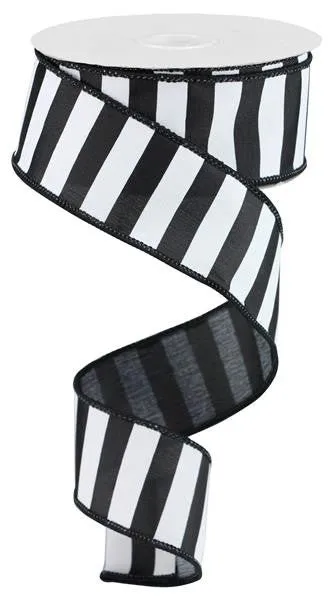 1.5" x 10yd Medium Horizontal Stripe Ribbon: Black/White