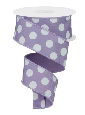 1.5" x 10yd Polka Dot Ribbon: Lavender/White