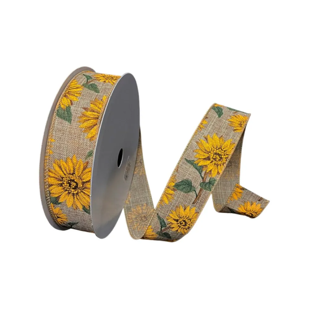 1.5" x 50yd Natural Sunflower Ribbon