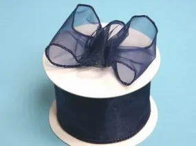 2 1/2" Wired Organza-Navy Blue