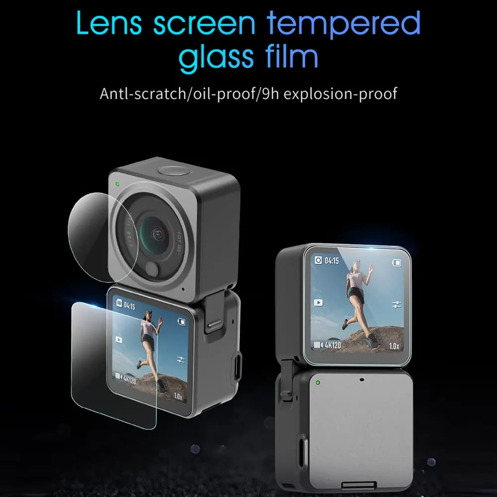 2 Set - Tempered Glass Screen Protector for DJI Action 2 Dual-Screen Combo   Lens Protector|Clear