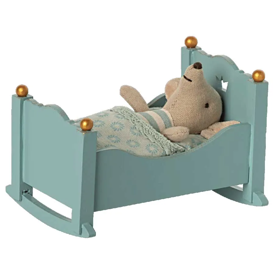 2022 Maileg Baby Mouse Blue Cradle