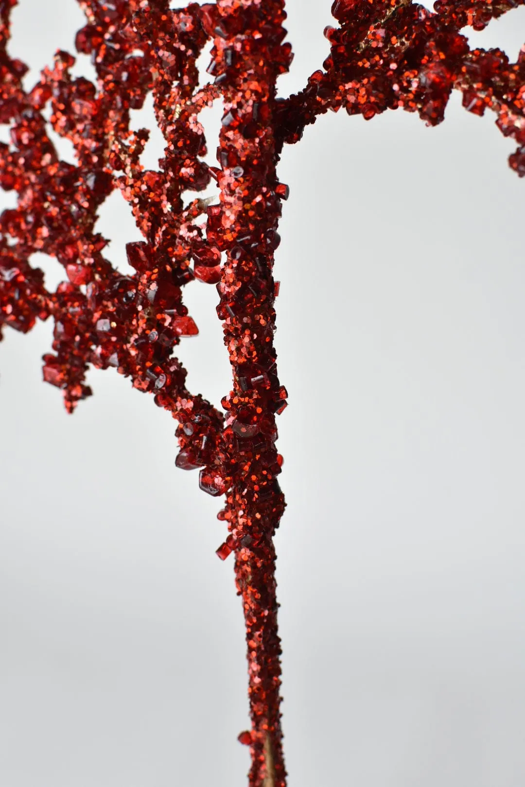 24" Red Glittered and Ice Branch Stem