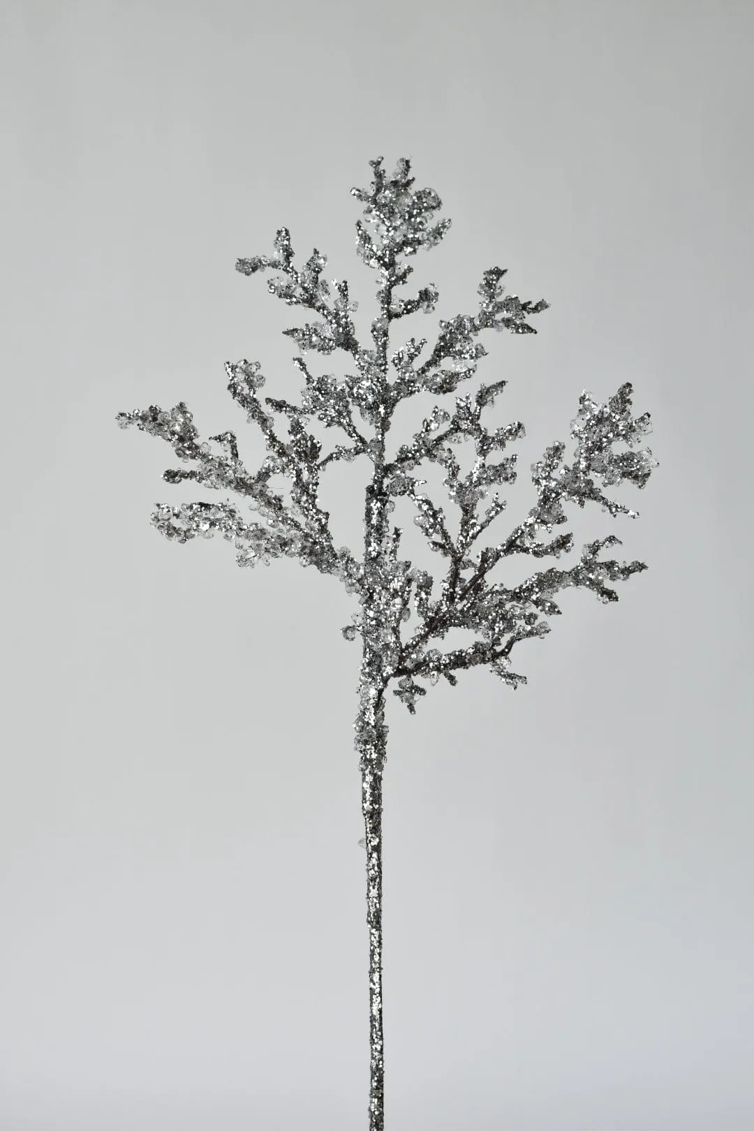 24" Silver Glittered and Ice Branch Stem