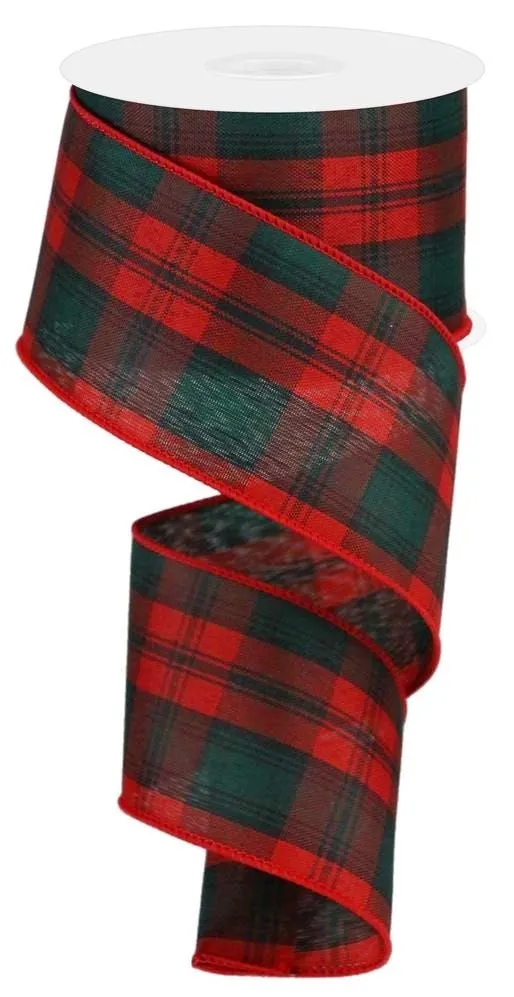 2.5" Christmas Plaid Ribbon: Red/Emerald - 10yds