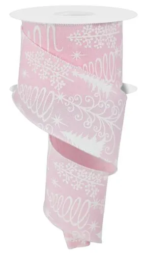 2.5" Multi Trees Ribbon: Pink - 10Yds