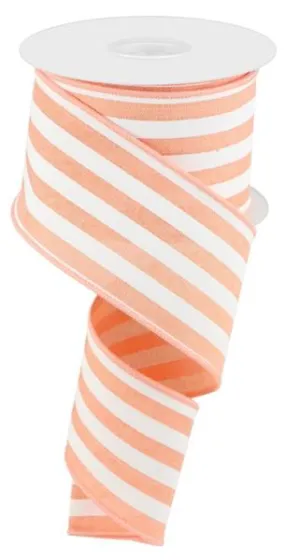 2.5" Vertical Stripe Ribbon: Peach/White