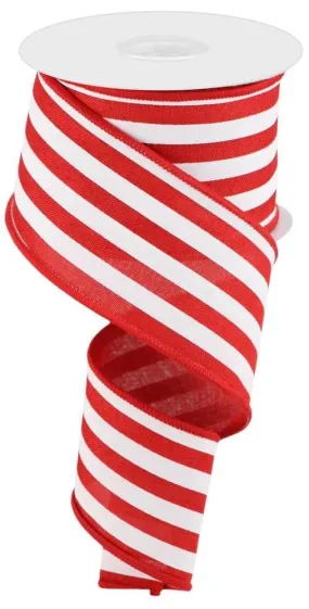 2.5" Vertical Stripe Ribbon: Red/White