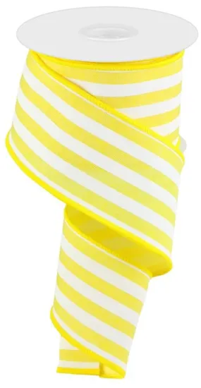 2.5" Vertical Stripe Ribbon: Yellow/White