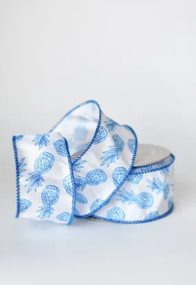 2.5" x 10yd Blue Pineapple Ribbon