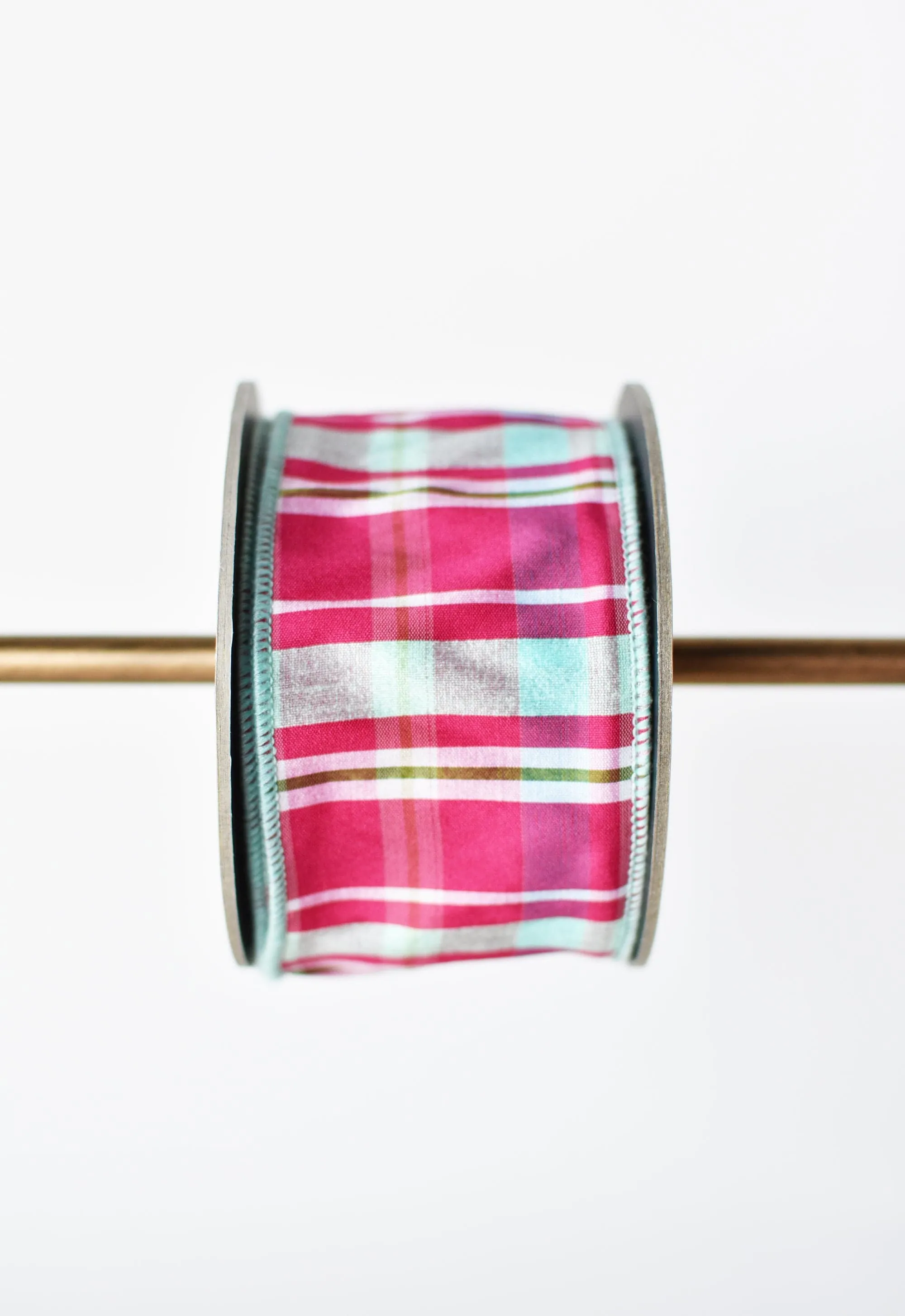 2.5" x 10yd Fuchsia and Blue Plaid Ribbon