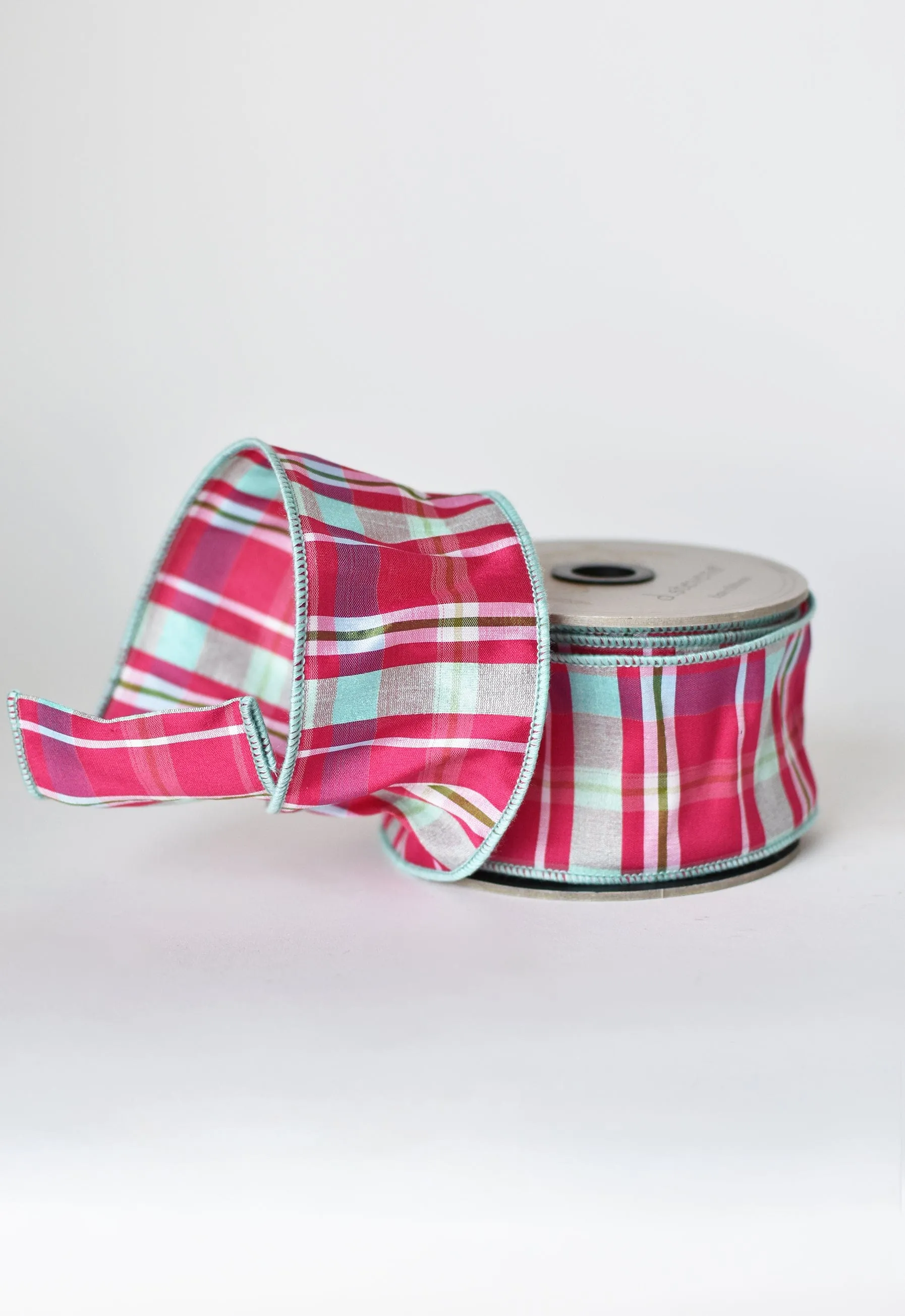 2.5" x 10yd Fuchsia and Blue Plaid Ribbon