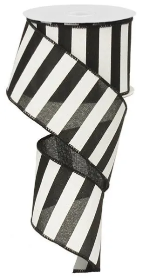 2.5" x 10yd Horizontal Stripe Ribbon: Black/White