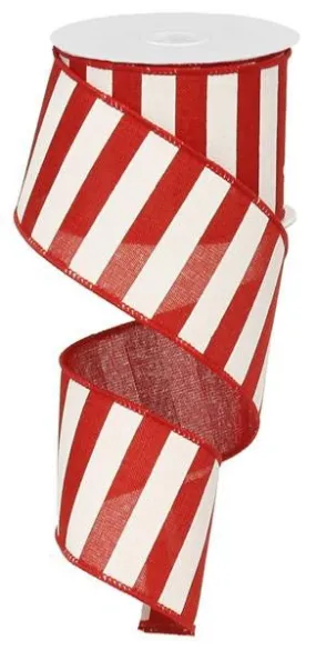 2.5" x 10yd Horizontal Stripe Ribbon: Red/White