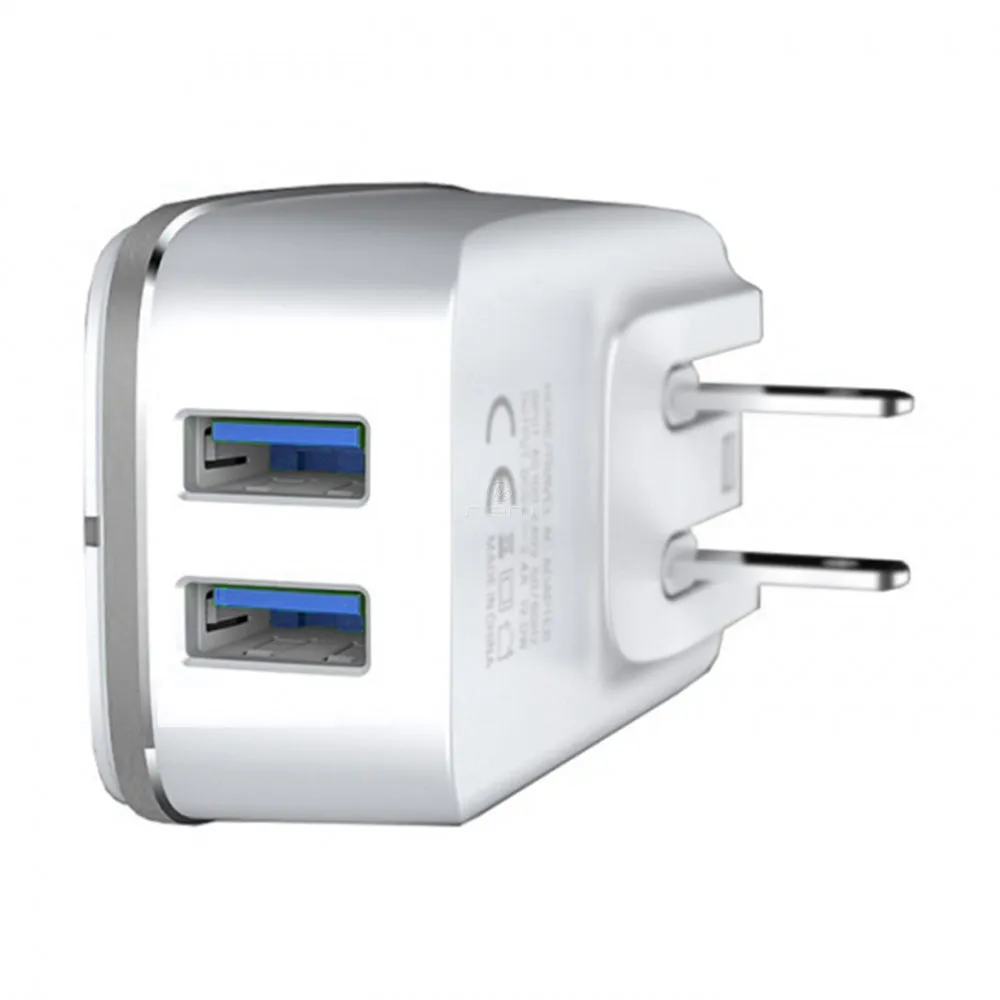 2in1 Universal Dual Port Travel Charger 3.4A Lightning  (White or Black)