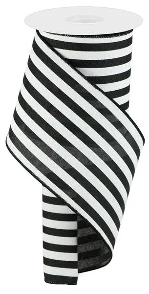 4" Vertical Stripe Ribbon: Black/White