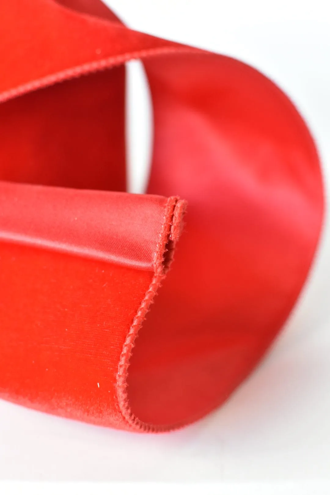 4" x 10yd Red Velvet Ribbon w/Red Satin Backing