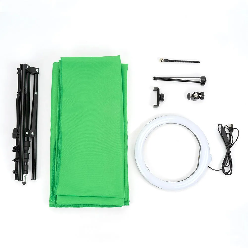 4smarts LoomiPod Selfie Tripod m. LED Ring Light, Green Screen & Opbevaringstaske