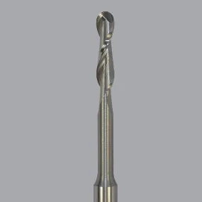 52-260BL, 0.1875" Dia, 0.75" LOC, 0.25" Shank Dia, 3" OAL, 2 Flute Upcut Ballnose Router Bit