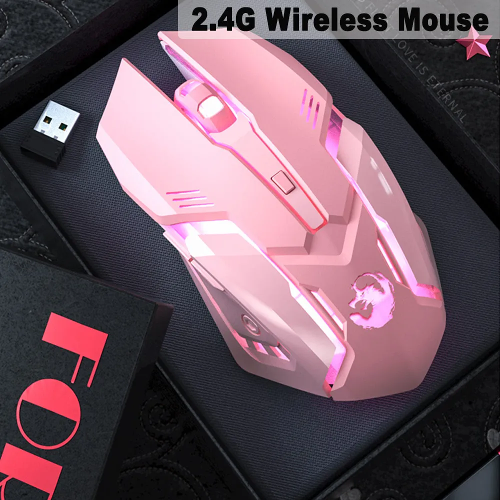 6 Keys Ergonomic Wireless USB Rechargeable Gaming Mouse with Backlight