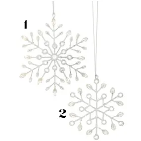 7" Wired Beaded Snowflake Ornament