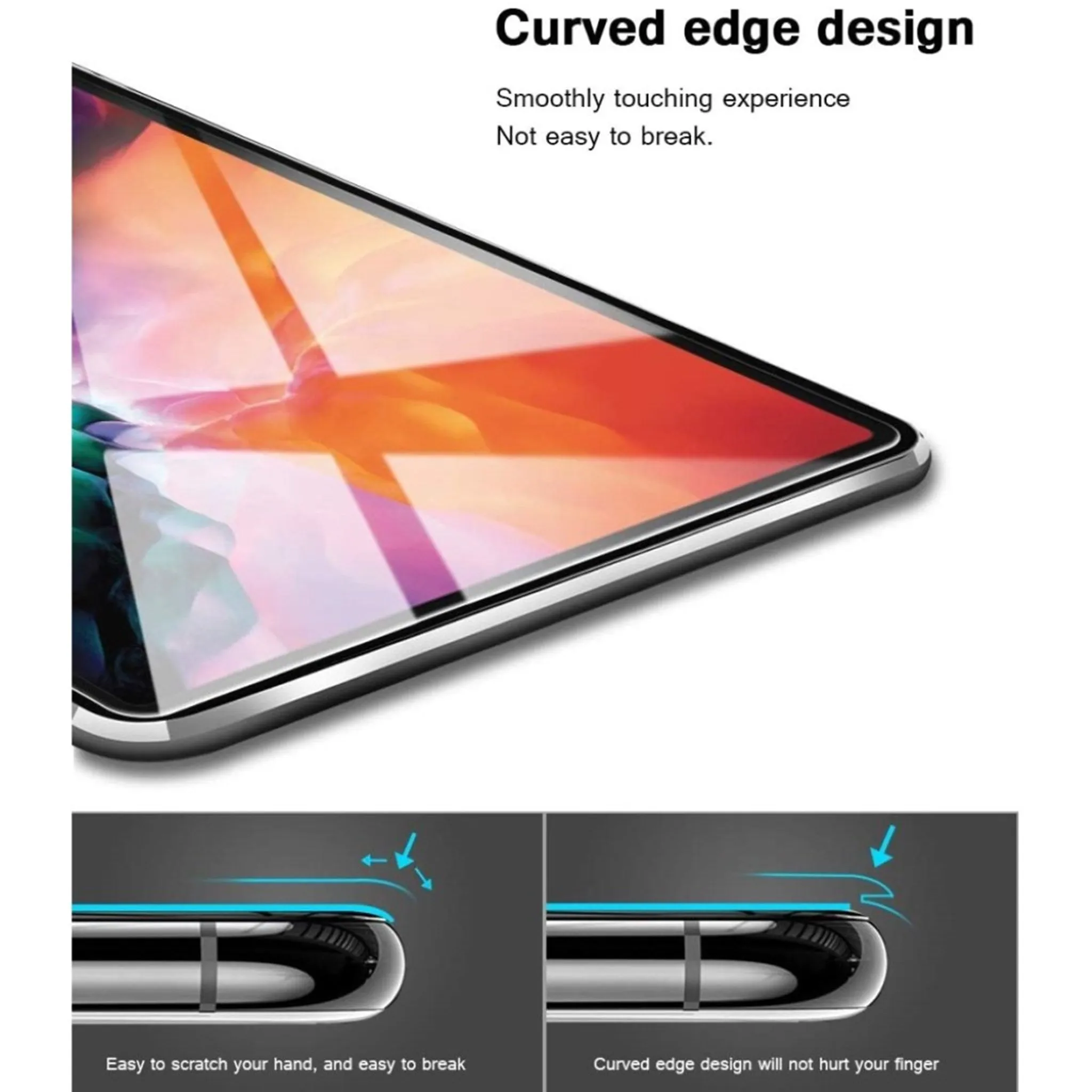 9H curved edge tempered glass screen protector for iPad Air (2020)