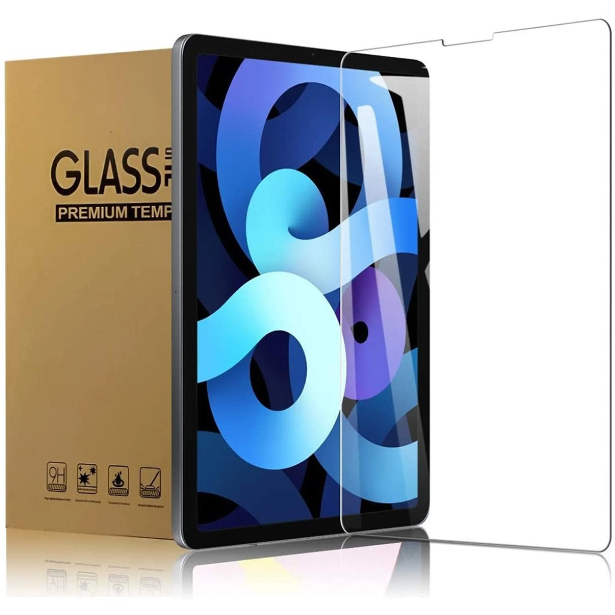 9H curved edge tempered glass screen protector for iPad Air (2020)